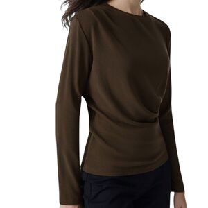OGL EcoMousse LiteWarm Long Sleeve Crew Neck Tuck Detail Top Brown Size XL